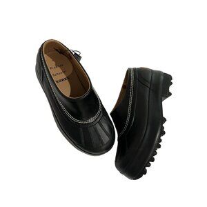 Sorel Black Mules with White Stitching